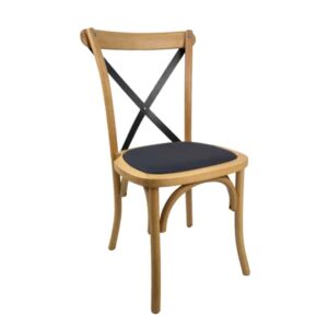 Wooden Cross-back Chair Black Seat