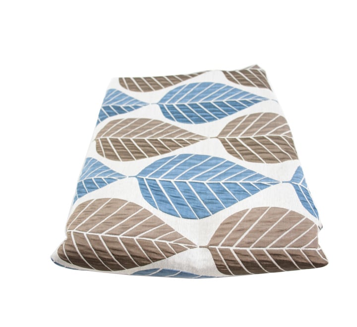 Round Table Cloth Blue/Brown Leaves - Image 2