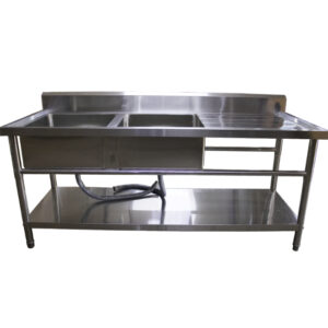 1.8m Prep Double Bowl Sink with Under Shelf