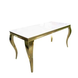 White Marble Top Dining Table Gold Frame